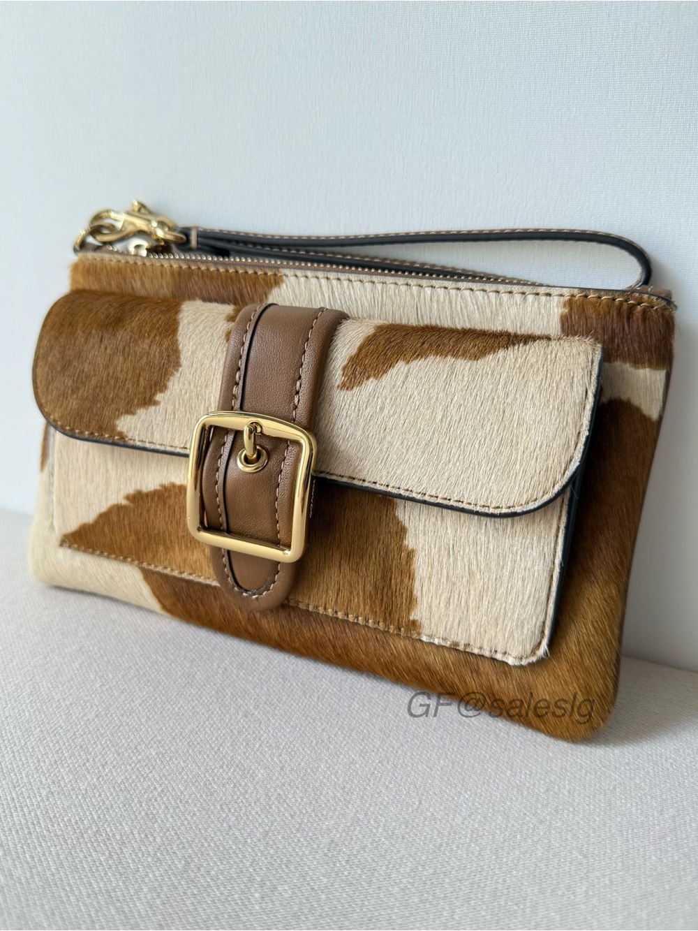 NWT Coach Ashton Haircalf Cow Print Wristlet Clutch Wallet Rare CDY07 Tan Brown - Picture 15 of 16